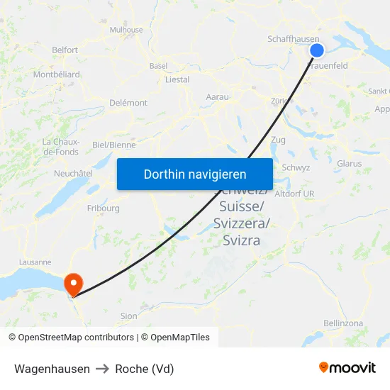 Wagenhausen to Roche (Vd) map