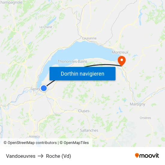 Vandoeuvres to Roche (Vd) map