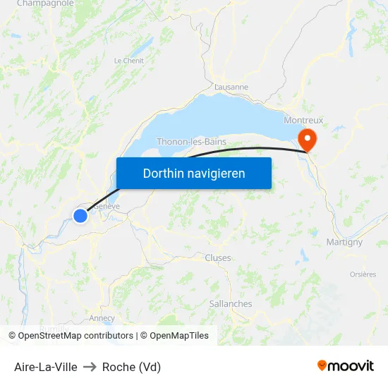 Aire-La-Ville to Roche (Vd) map