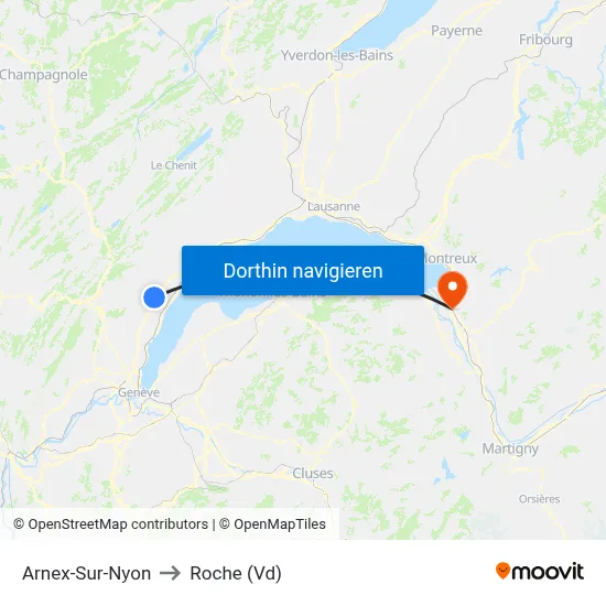 Arnex-Sur-Nyon to Roche (Vd) map