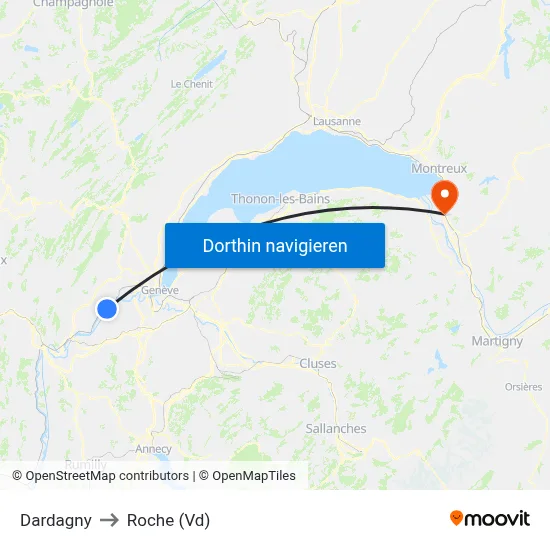 Dardagny to Roche (Vd) map