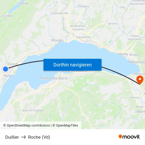 Duillier to Roche (Vd) map