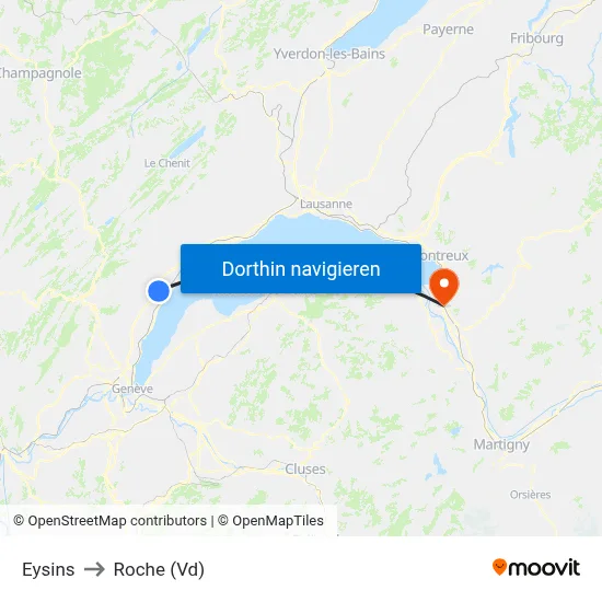 Eysins to Roche (Vd) map