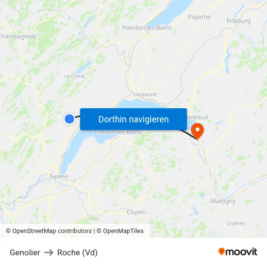 Genolier to Roche (Vd) map