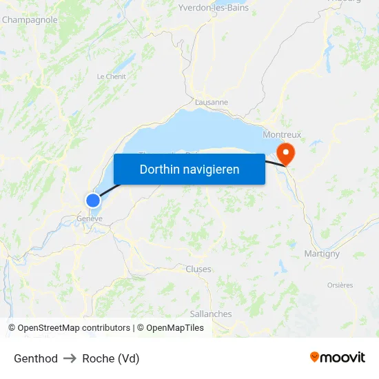 Genthod to Roche (Vd) map