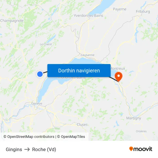 Gingins to Roche (Vd) map
