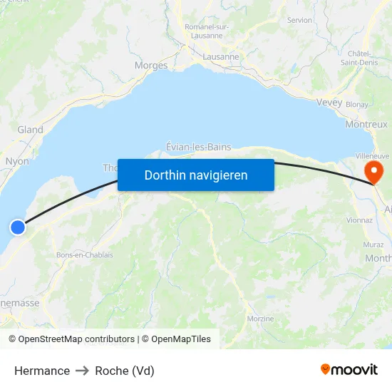 Hermance to Roche (Vd) map