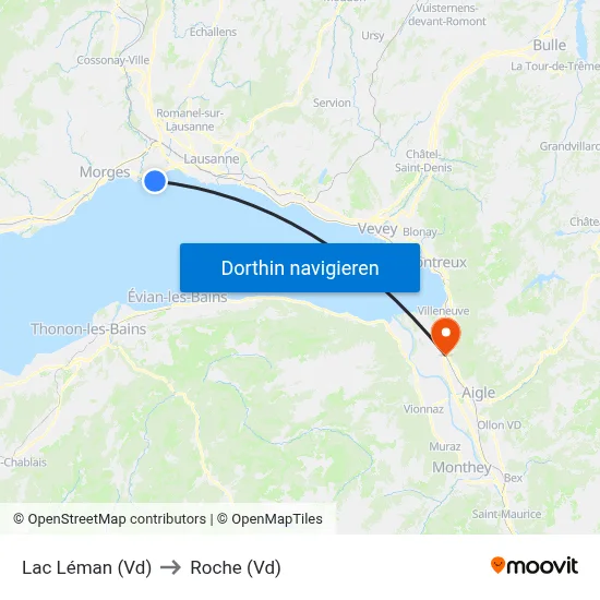Lac Léman (Vd) to Roche (Vd) map