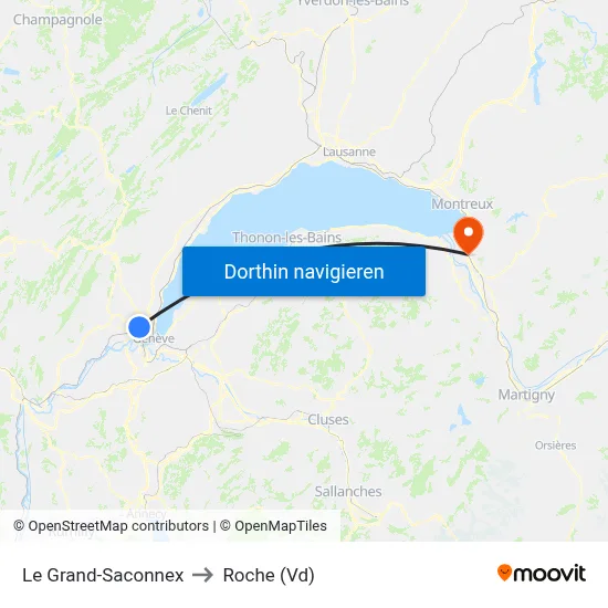 Le Grand-Saconnex to Roche (Vd) map