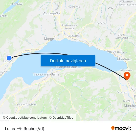 Luins to Roche (Vd) map