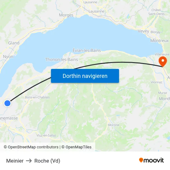 Meinier to Roche (Vd) map