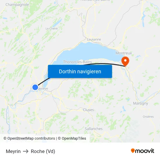 Meyrin to Roche (Vd) map