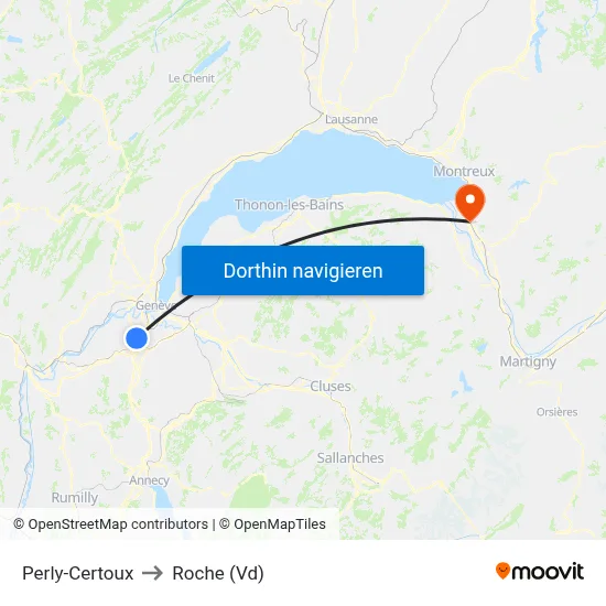 Perly-Certoux to Roche (Vd) map