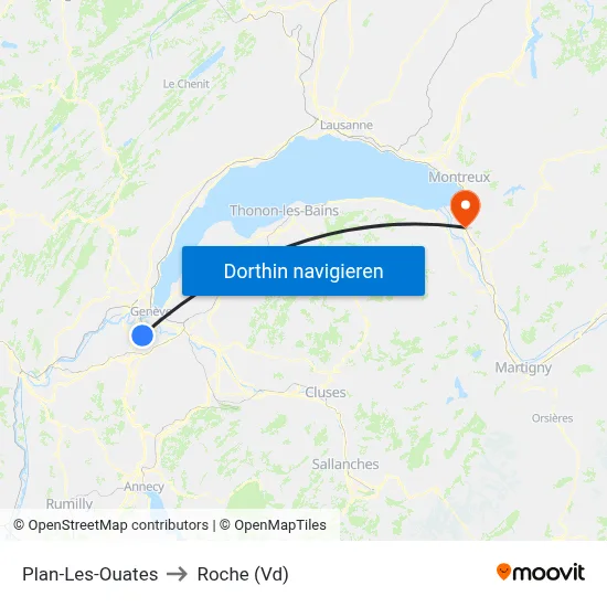 Plan-Les-Ouates to Roche (Vd) map