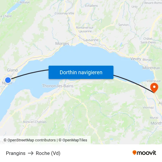 Prangins to Roche (Vd) map