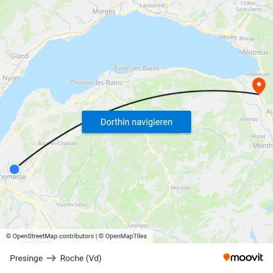 Presinge to Roche (Vd) map