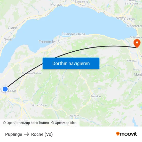 Puplinge to Roche (Vd) map