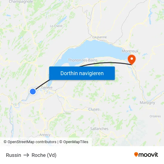 Russin to Roche (Vd) map