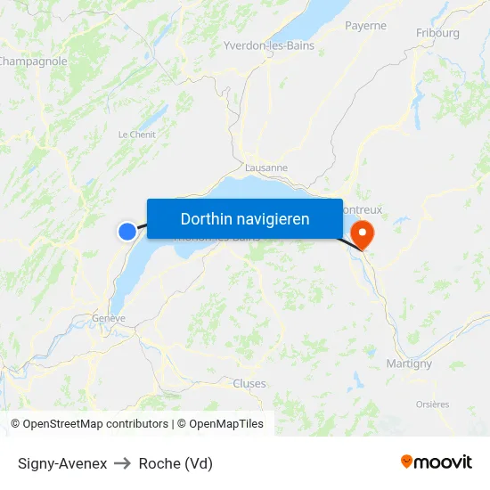 Signy-Avenex to Roche (Vd) map