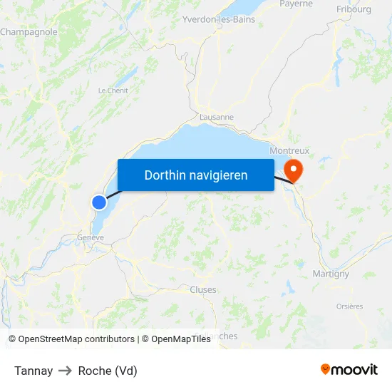 Tannay to Roche (Vd) map