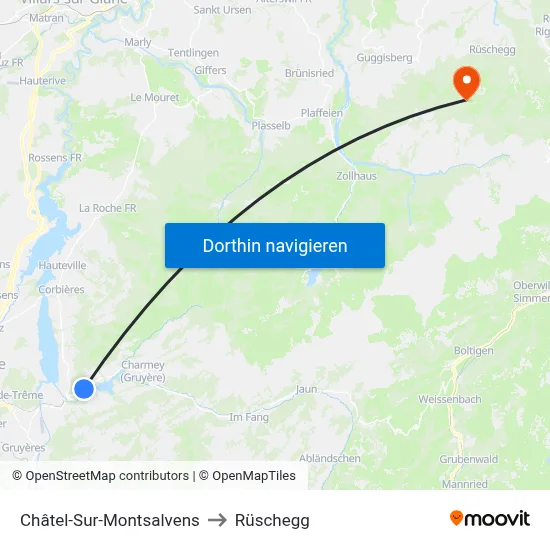 Châtel-Sur-Montsalvens to Rüschegg map