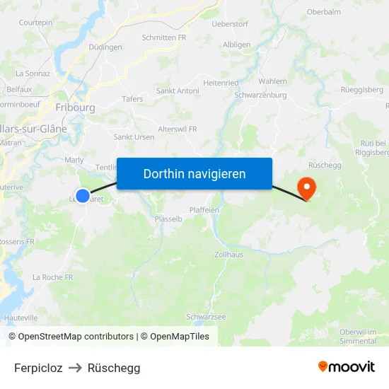 Ferpicloz to Rüschegg map