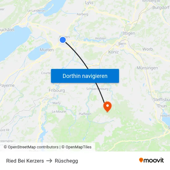 Ried Bei Kerzers to Rüschegg map