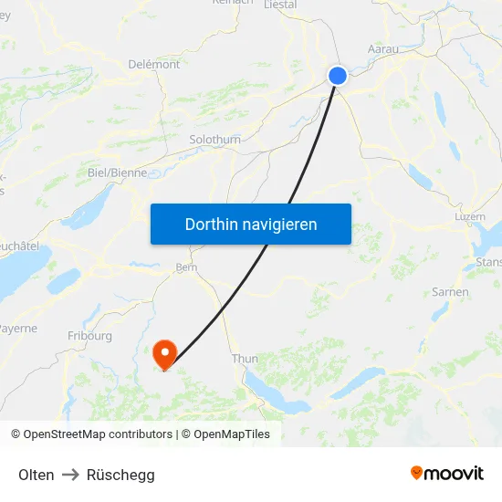 Olten to Rüschegg map
