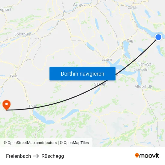 Freienbach to Rüschegg map