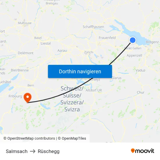 Salmsach to Rüschegg map