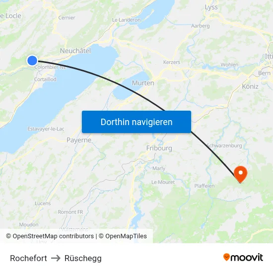 Rochefort to Rüschegg map