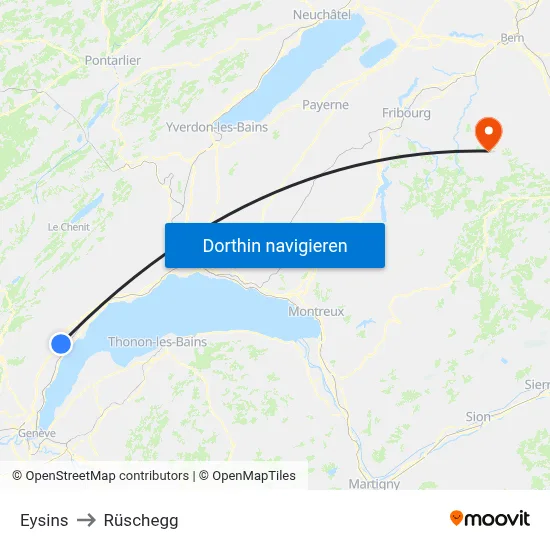 Eysins to Rüschegg map