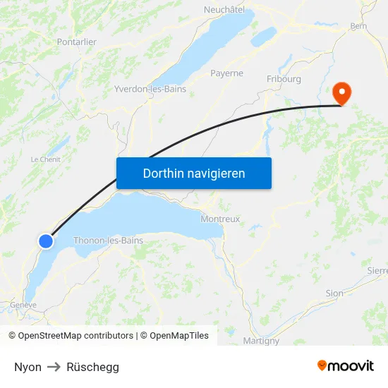 Nyon to Rüschegg map