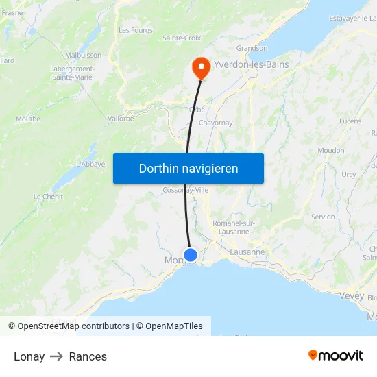 Lonay to Rances map