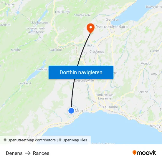 Denens to Rances map
