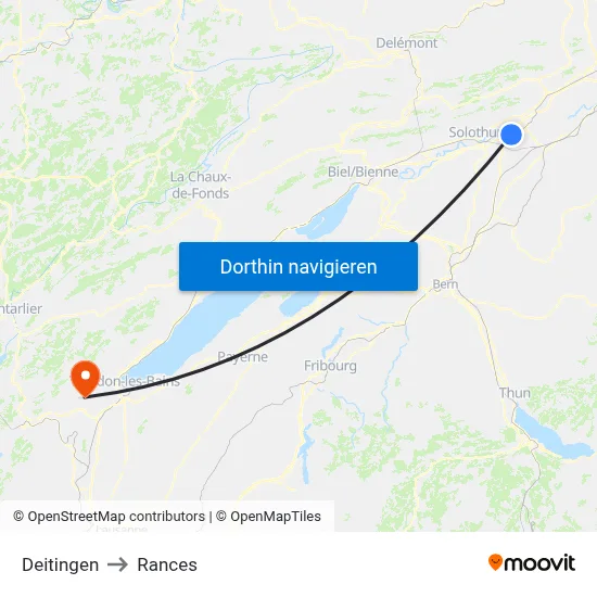 Deitingen to Rances map