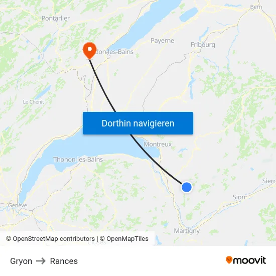 Gryon to Rances map