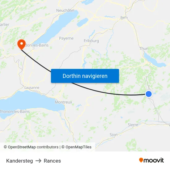 Kandersteg to Rances map