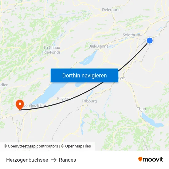 Herzogenbuchsee to Rances map