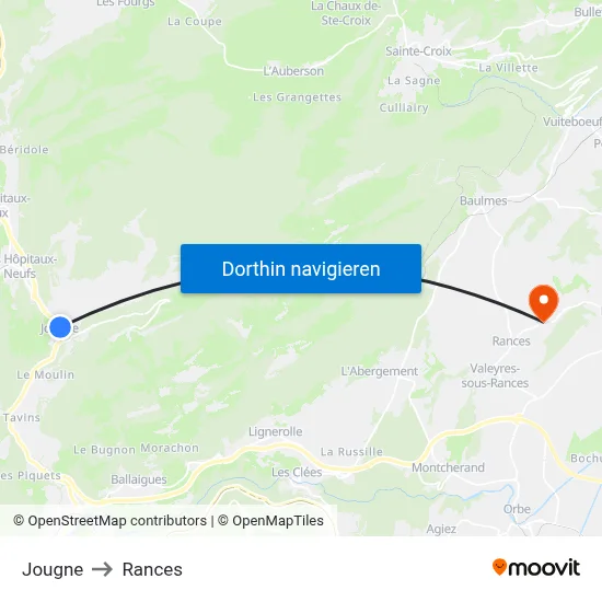 Jougne to Rances map