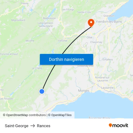 Saint-George to Rances map