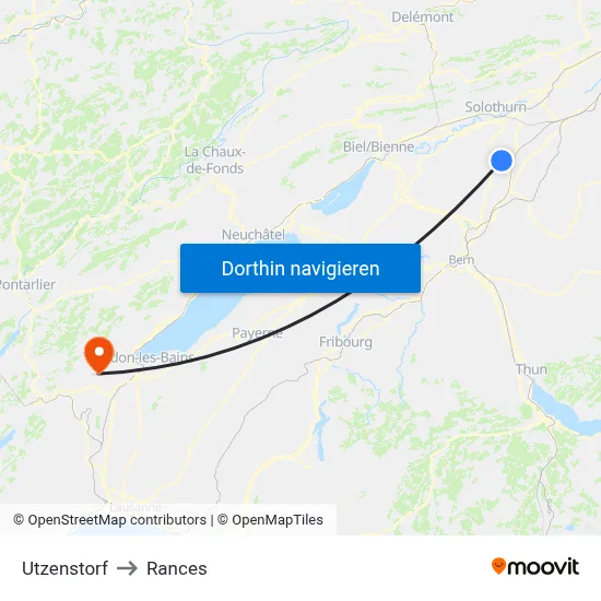 Utzenstorf to Rances map