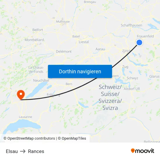 Elsau to Rances map