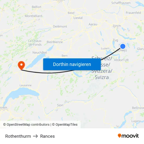 Rothenthurm to Rances map