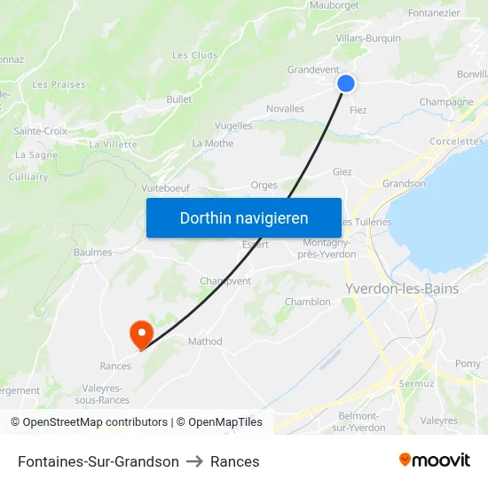 Fontaines-Sur-Grandson to Rances map