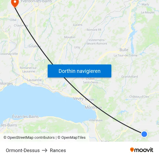 Ormont-Dessus to Rances map