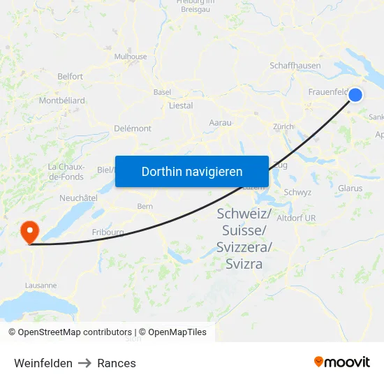 Weinfelden to Rances map
