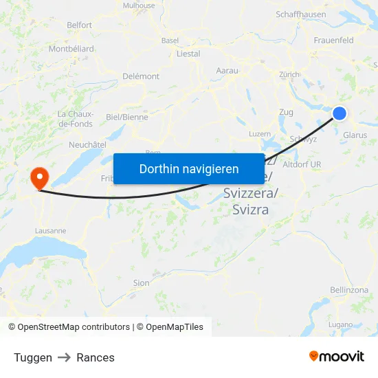 Tuggen to Rances map