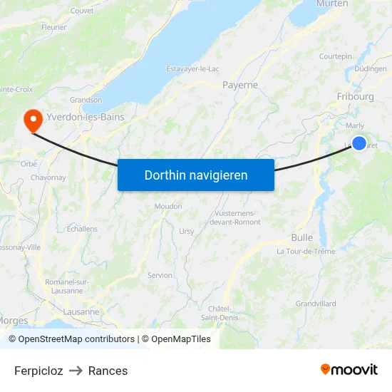 Ferpicloz to Rances map