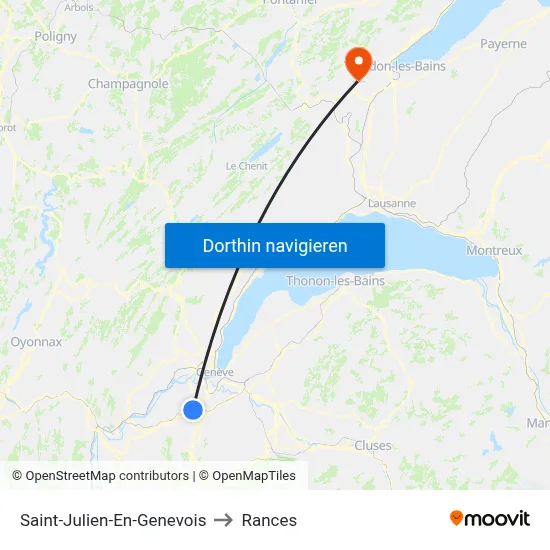 Saint-Julien-En-Genevois to Rances map